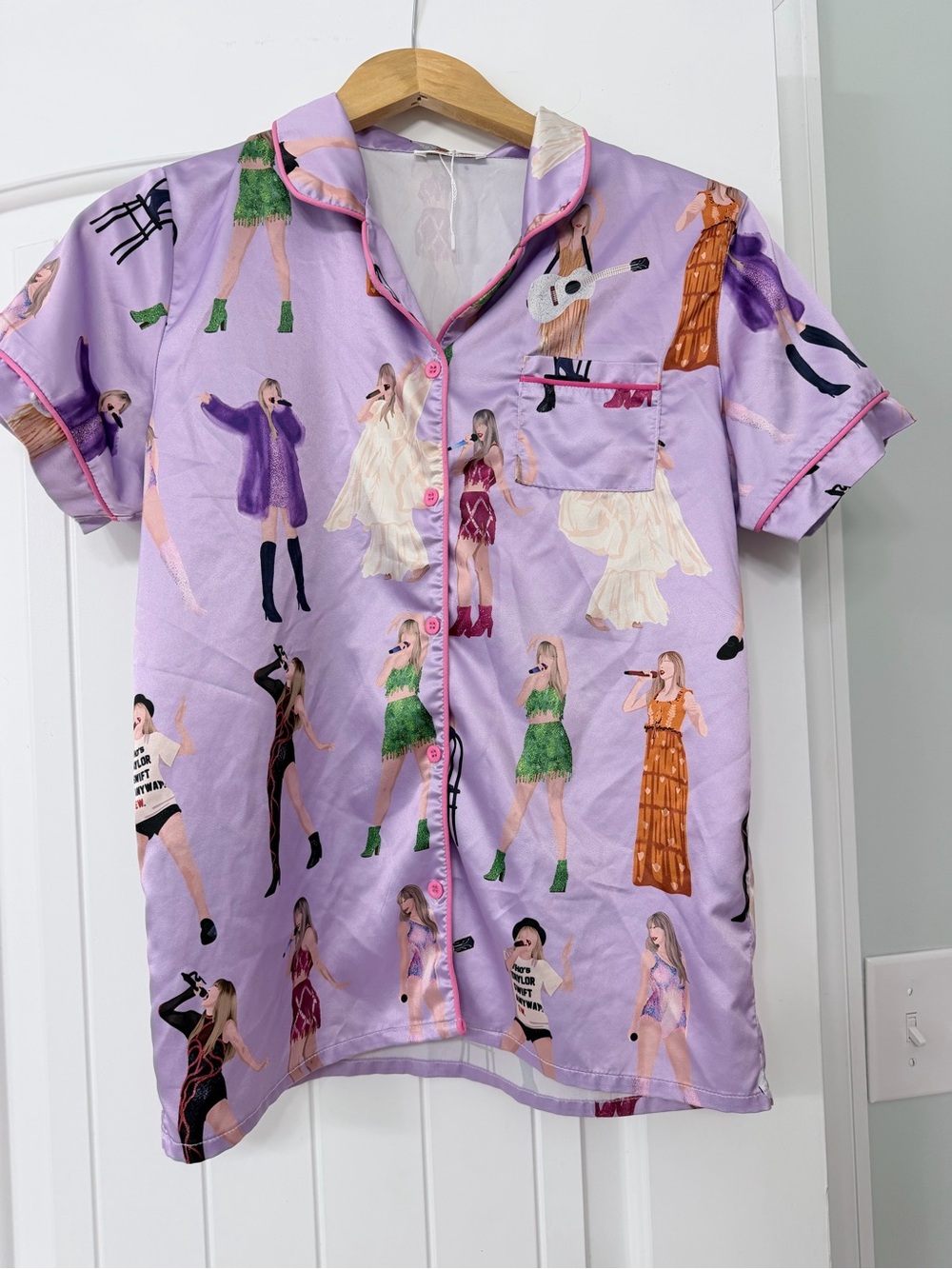 Taylor Swift Inspired Satin Pajama Set Lavender Youth Child XL Swiftie Sleepwear - Picture 8 of 9